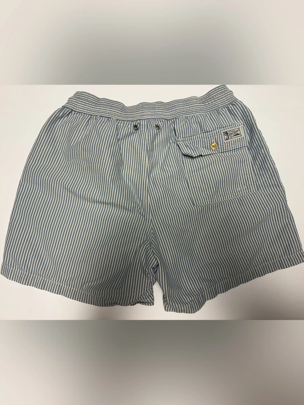 Polo by Ralph Lauren Men's Swim Shorts Blue/White Striped S/P Drawstring Mesh